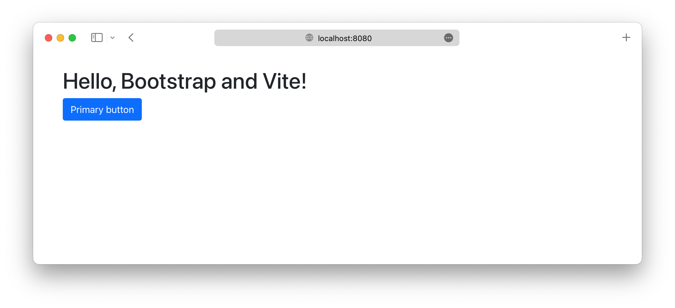 Servidor de desarrollo de Vite ejecutándose with Bootstrap