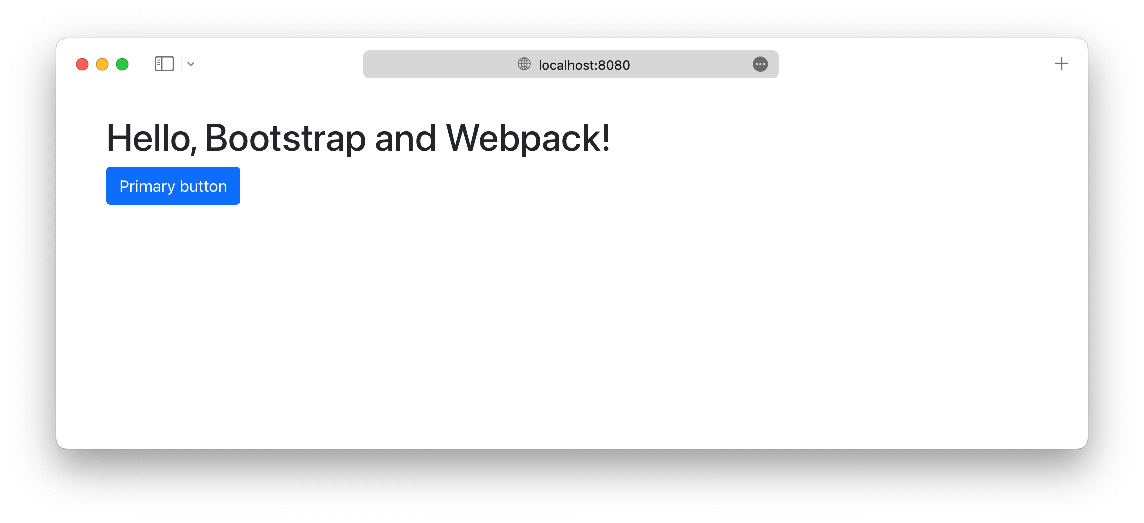 Servidor de desarrollo de Webpack ejecutándose with Bootstrap