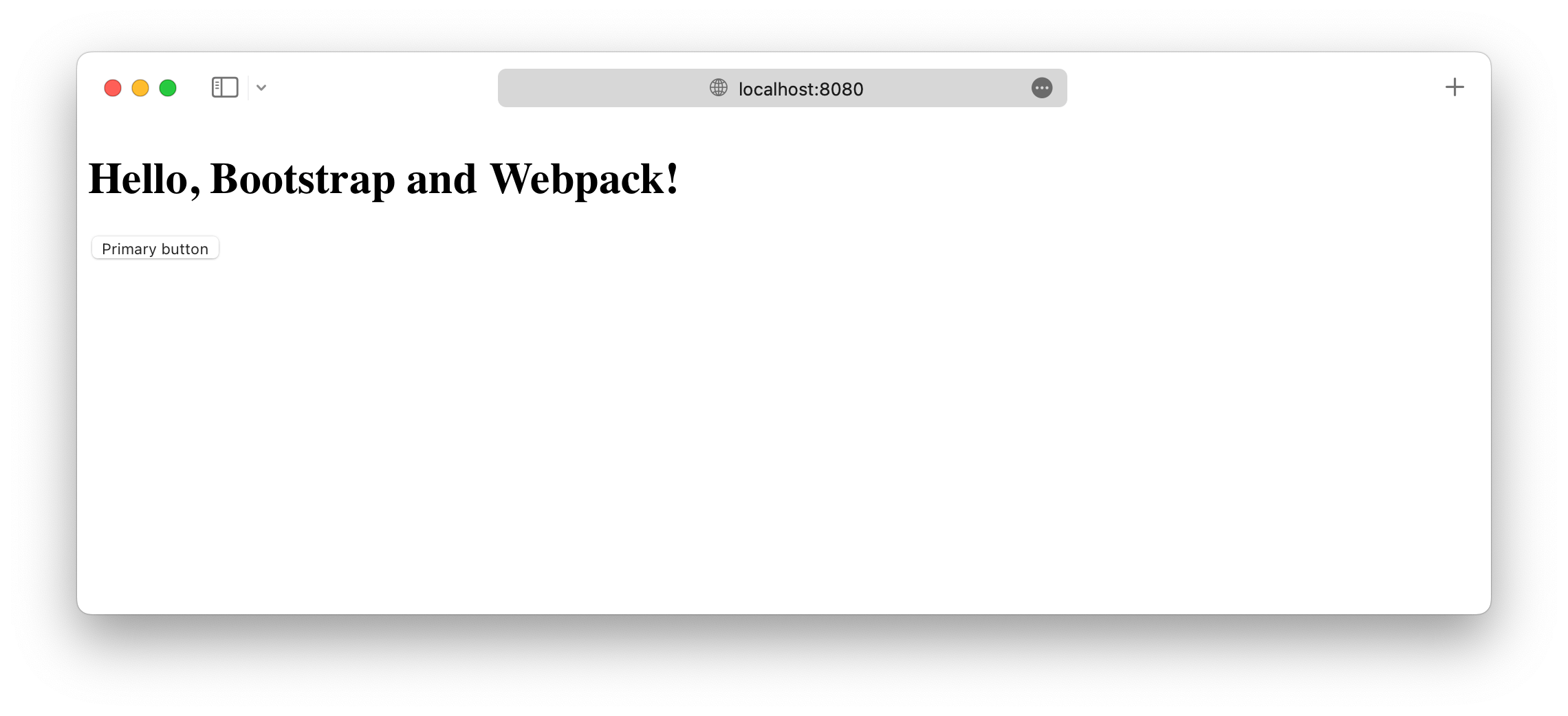 Servidor de desarrollo de Webpack ejecutándose